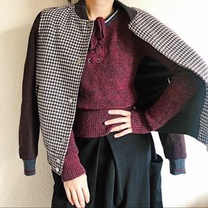 NWOT ZARA Houndstooth Baseball Bomber Jacket Small